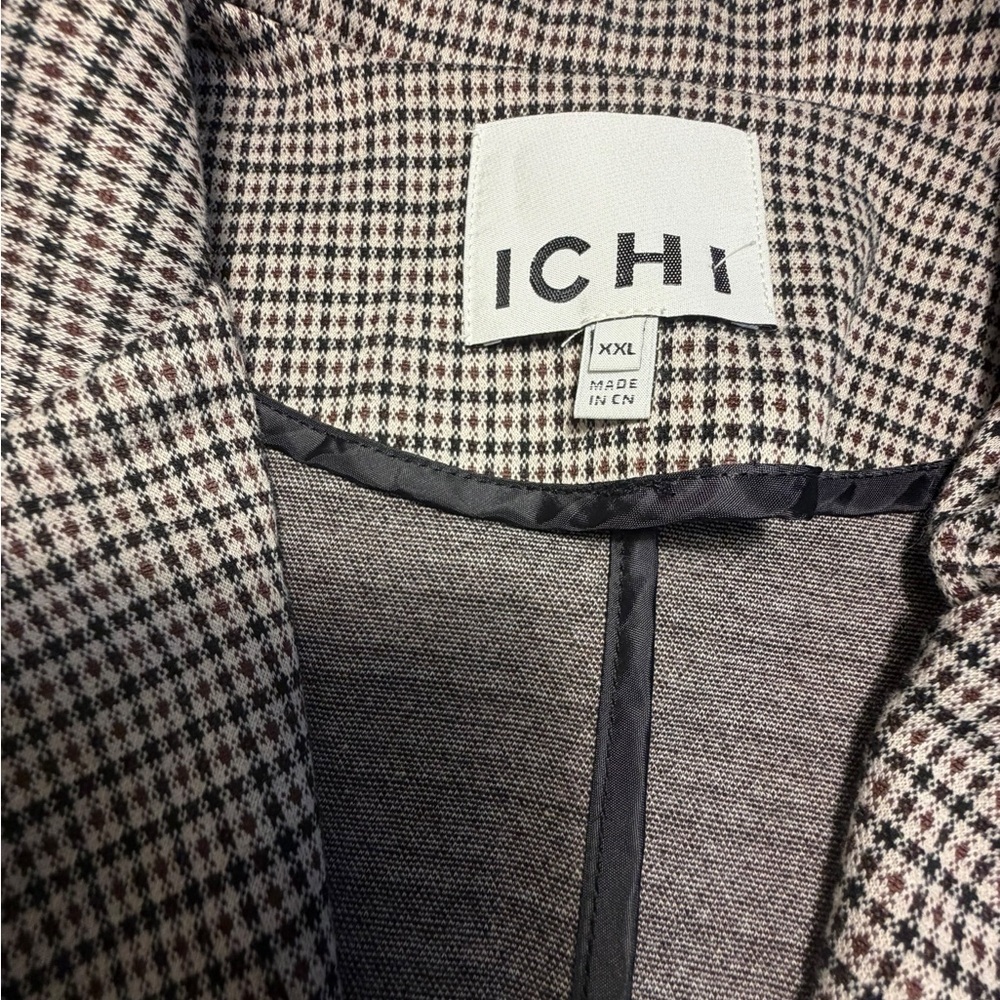 ICHI Women's Classic Brown and Tan Houndstooth Blazer XXL - Picture 9 of 16